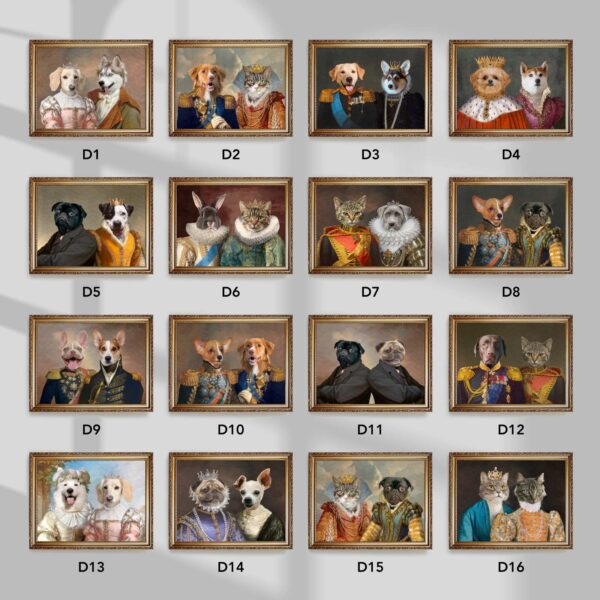 Custom Two Pet Canvas Framed Royal Portrait - Image 2