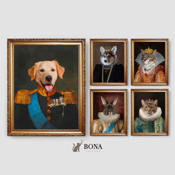 Custom Canvas Framed Royal Pet Portrait - Image 7