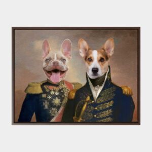 Custom Two Pet Canvas Framed Royal Portrait