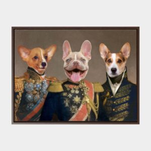 Custom Three Pets Canvas Framed Royal Portrait