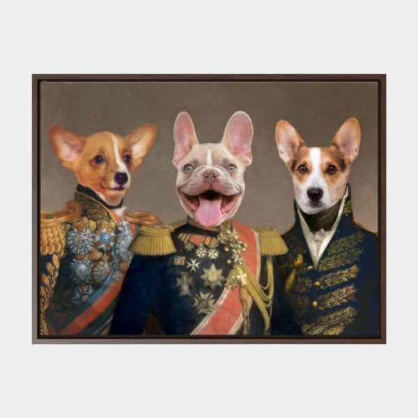Custom Three Pets Canvas Framed Royal Portrait